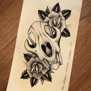 Big cat skull + roses