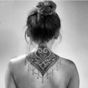 Back neck ornamental tattoo done by Inkblot tattoos contact :9620339442