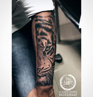 Realistic tiger tattoo done by Inkblot tattoos contact :9620339442