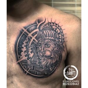 Hanuman tattoo done by Inkblot tattoos contact :9620339442