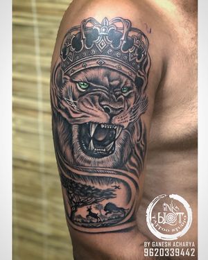 Lion tattoo done by Inkblot tattoos contact :9620339442