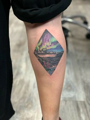 Alaska Inspired with mountains and Northern Lights