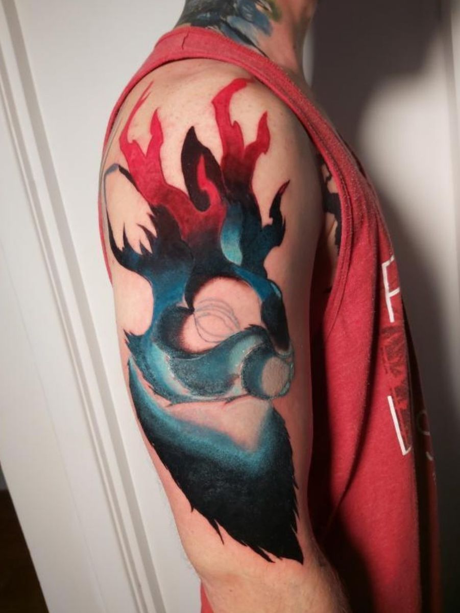 Tattoo uploaded by Dale Mcgovern • Half done piece, #jackalope # ...