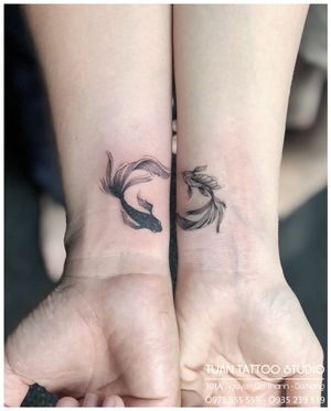 Koi Fish Tattoo for Couple by Artist at TUAN TATTOO STUDIO 👇Contact us: ▪️101A Nguyen Chi Thanh, Da Nang ▪️ Open from 9am to 9pm ▪️ Hotline: 0975 555 559 - 0935 239 539 ▪️ Email: tuantattoo2012@gmail.com ▪️ Web: tuantattoo.com . #koifish #colortattoo #cutetattoo #smalltattoo #tattoodanang #tuantattoo #tattooideas #타투 #여자타투 #레터링타투 #문신 #inked #inkmagazine #베트남여행 #타투디자인 #inkstagram #vietnamtravel #danang #danangtattoo #piercing #danangcity #danangtrip #hanmarket #tattooist #inker #inkcolor #홍대타투샵 #홍대타투 #건대타투 @ontrip4u @ontrip4u_kr