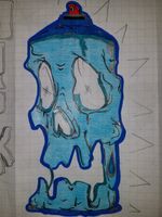 My boyfriend drew this and I colored it for him. #blue #spraypaint #spraypaintcan #color 