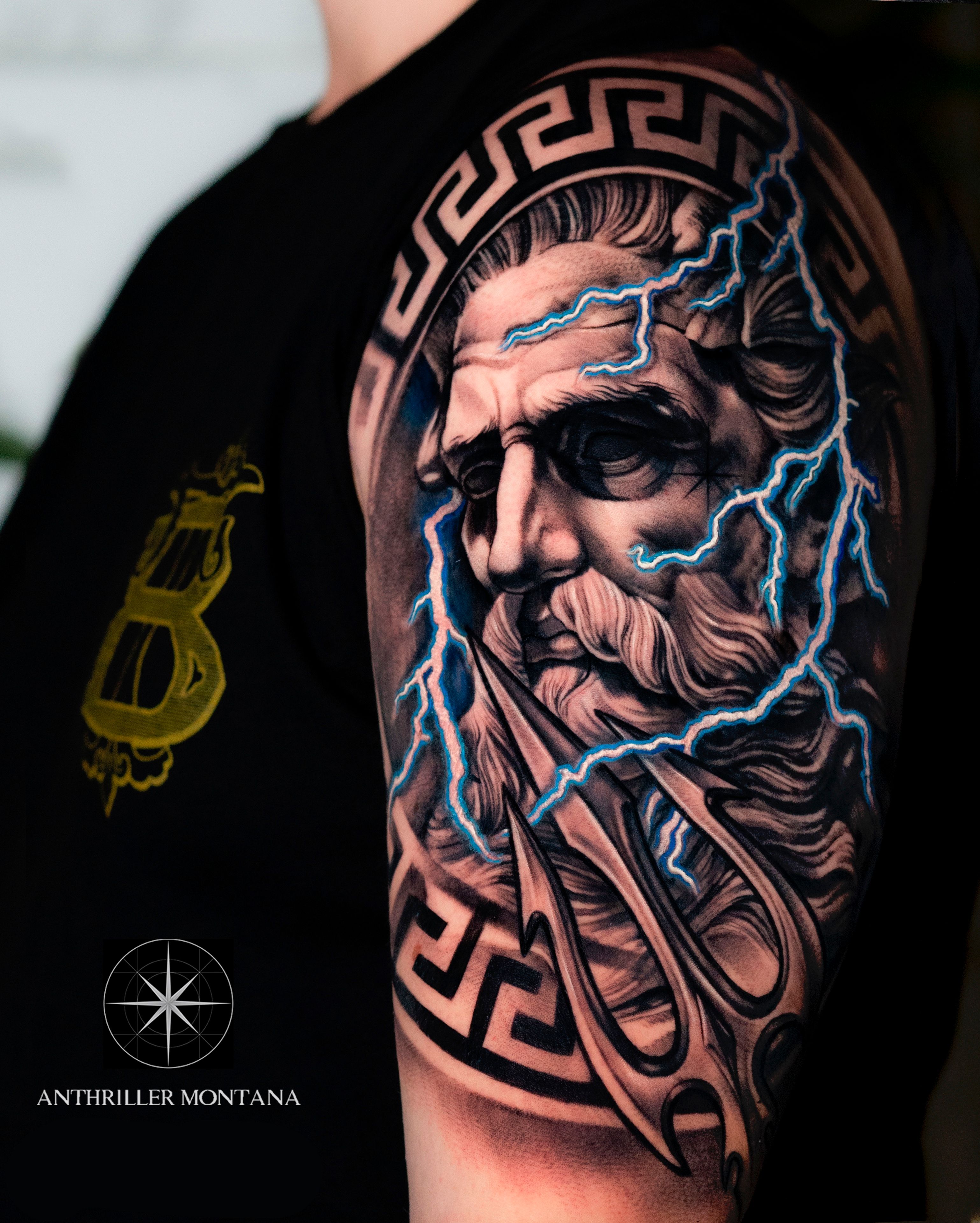 Inkboy Tattoo Studio  Poseidon the brother of Zues and Hades these three  gods divided up creation Poseidon was the God of the sea  earthquakes  and horses About half way done