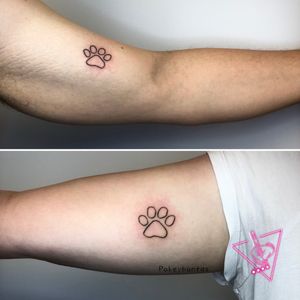 Handpoked Matching Paws Tattoo by Pokeyhontas @ KTREW Tattoo - Birmingham, UK #handpoked #paws #paw #birminghamuk #fineline #tattoo #stickandpoke