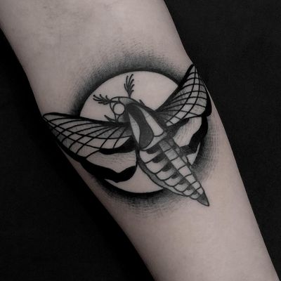Moth blackwork tattoo by satanischepferde #moth #insect #small #armtattoo #black #dark #traditional # neotraditional ##blackwork #darkart #oldschool #ink
