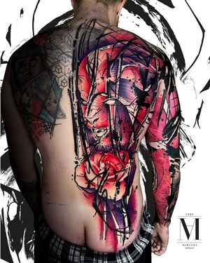 Back piece; rose and Lyon concept it’s made on Avantgarde style by Abel Miranda