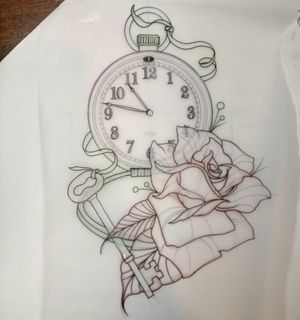 #timepiece #rose #key #tattooideas #timepiecetattoo #