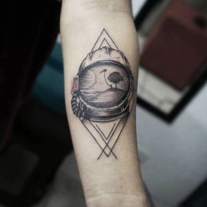 Astronaut helmet tattoo. 