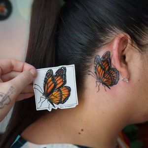 Butterfly cover-up tattoo. 