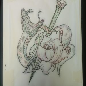 #snake #dagger #rose #tattooideas #snaketattoo #daggertattoo #traditionaltattoo #neotraditionaltattoo 