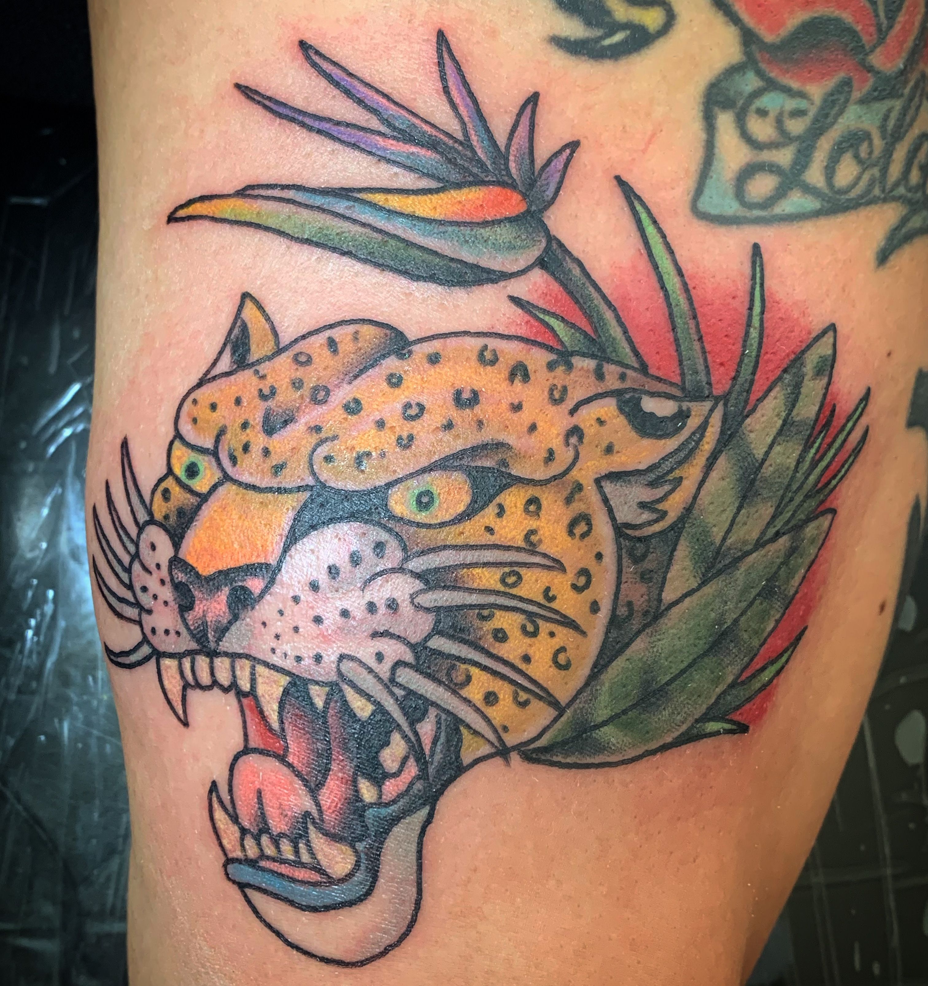 American Traditional Panther Tattoo