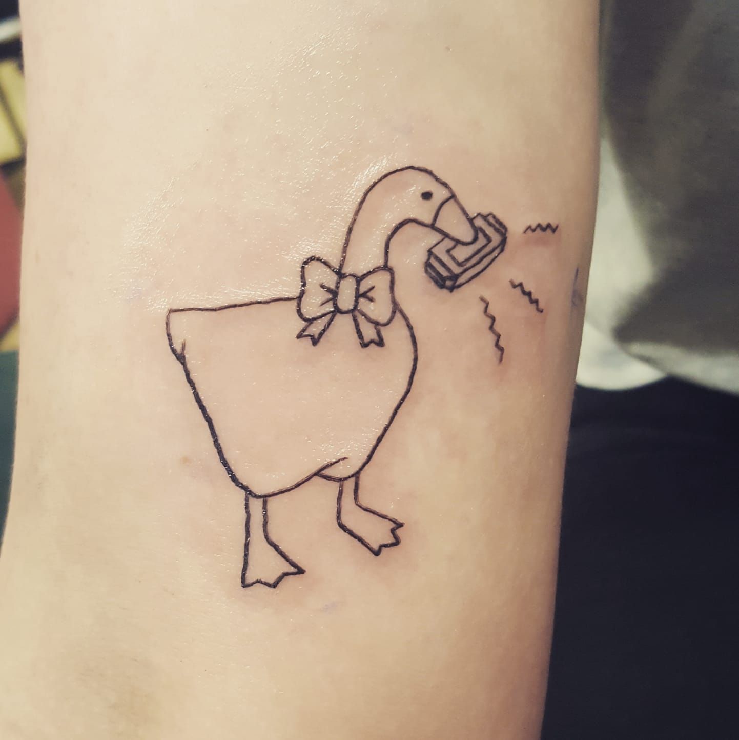 Tattoos by Rian  If you havent played Untitled Goose Game yet you  havent lived So fun to do this one on digglestattoos during my guestspot  with the rad people at whiterocktattoo