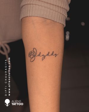 Calligraphy Tattoo by Dipti Chaurasiya at Aliens Tattoo India.Visit our website to see more off tattoos here - www.alienstattoo.com