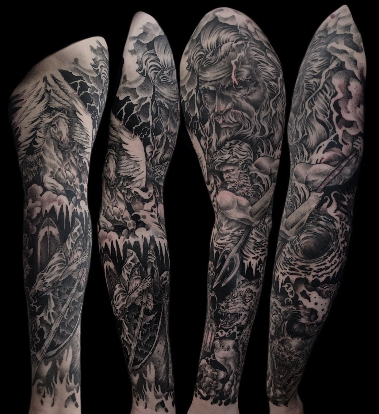 Greek God Godess Black and Grey Sleeve Tattoo by Jackie Ra… | Flickr