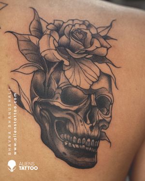 Customized Skeleton Tattoo by Bhavna Bhanushali at Aliens Tattoo India.Visit our website to see more of this tattoos here- www.alienstattoo.com