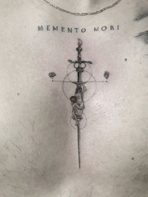 Memento mori, dagger tattoo. 