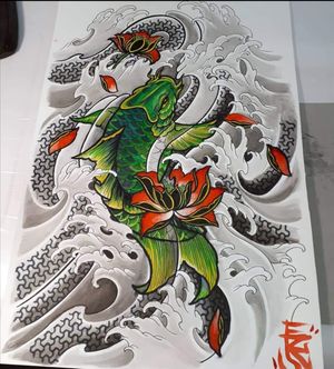 Koi painting & lotus 