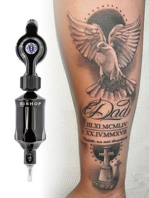 Dove Memorial tattoo done with the fantom bishop rotary