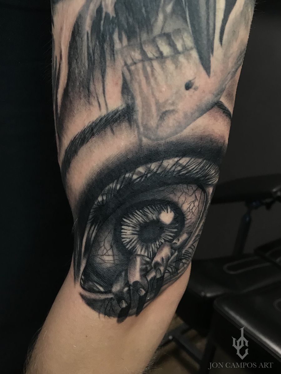 Tattoo uploaded by @joncamposart • Horror eye tattoo black and grey ...