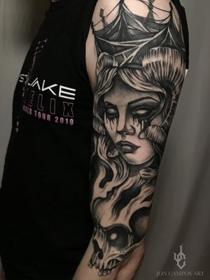 Blackwork queen of death tattoo 