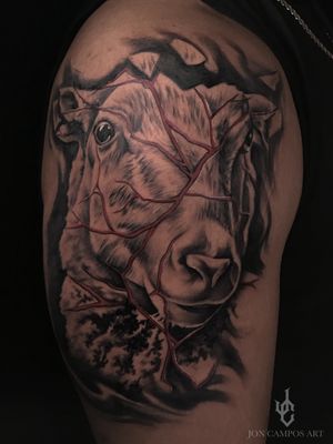 Kintsugi lamb tattoo by Jon campos art 