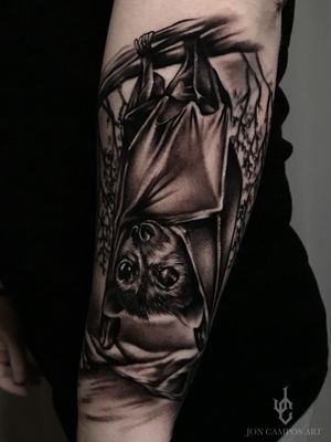 Bat tattoo black and grey 