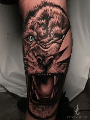 Lion leg tattoo 