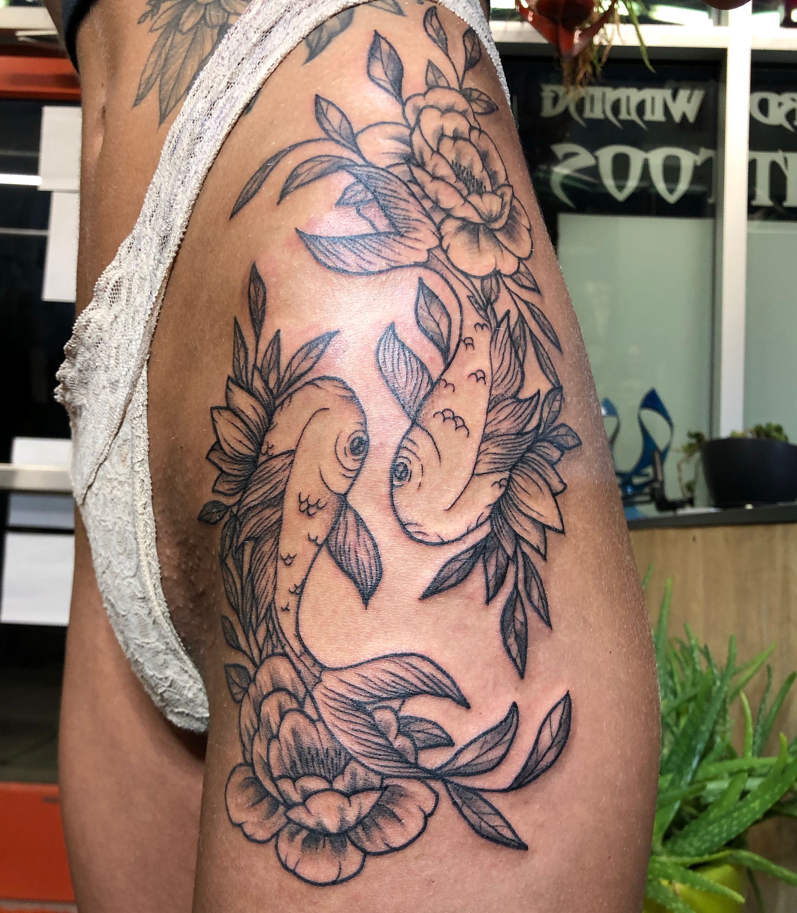 Skinzophrenic Tattoos  Stunning circling koi fish by anniemtattoo     tattoo tattoos koifish japanese koicarp 3rl 3rlonly dotwork  tattoosforwomen  Facebook