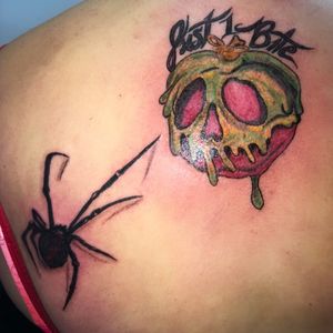 Spider and poison apple tattooed by Mylie Harper 