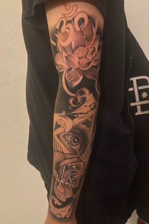 Custom Sleeve in the works, Lotus is fresh and the rest is healed