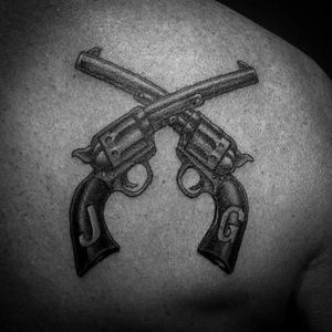 James Gang pistols, part of matching family tattoos