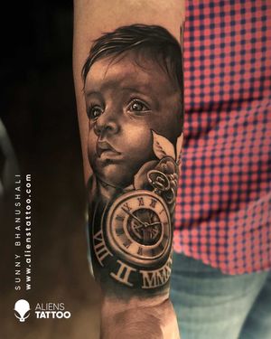 Amazing Portrait Tattoo by Sunny Bhanushali at Aliens Tattoo India.Checkout the link given below to see more of this tattoos here -www.alienstattoo.com 