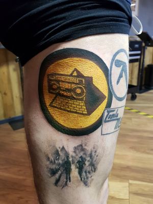 Fantastic (& very fresh) #KLF logo on my thigh by Beth Talbot at the Modern Electric Tattoo in Catshill