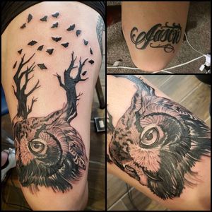 Large name cover up with owl