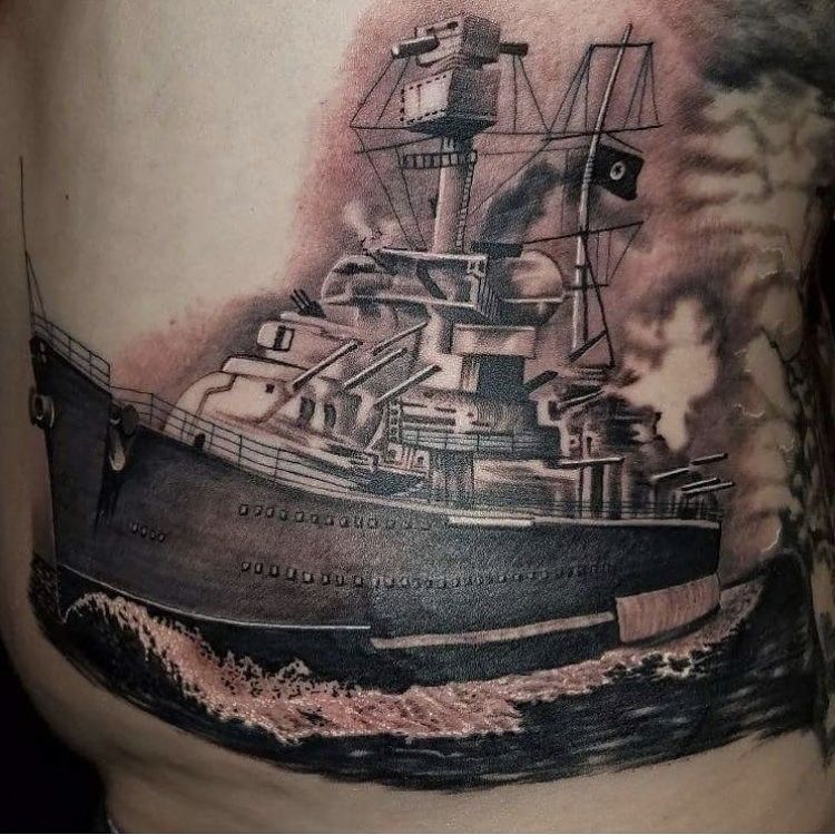 Viking-boat-colorful-leg-tattoo-1 by NeckBoneInkTattoo on DeviantArt