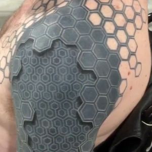 3d geometric, hexagonal abstract tattoo#3d #Geometric