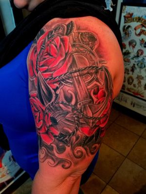 Anchor rose tattoo 