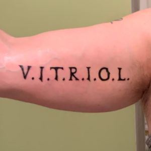 "V.I.T.R.I.O.L." or vitriol (sulphuric acid) is interpreted as "visita interiora terrae, rectificandoque, invenies occultum lapidem", or "visit the interior of the earth, and purifying it, you will find the hidden stone."  #alchemy #chamberofreflection #masonic