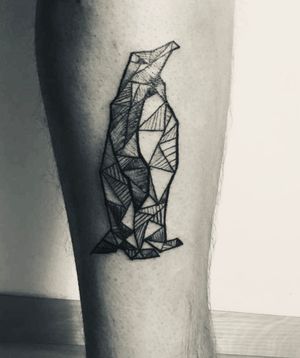 My second tattoo - a geometric penguin 