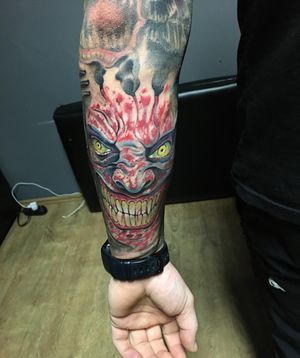 Horror tattoo sleeve in progress