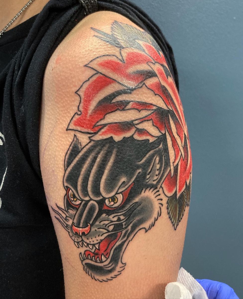 Tattoo Uploaded By Keith Kiernan Panther And Rose Tattoodo