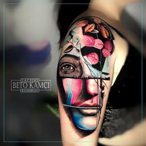 Renkli Kadın Yüzü Dövmesi - Colorful Woman Face Tattoo