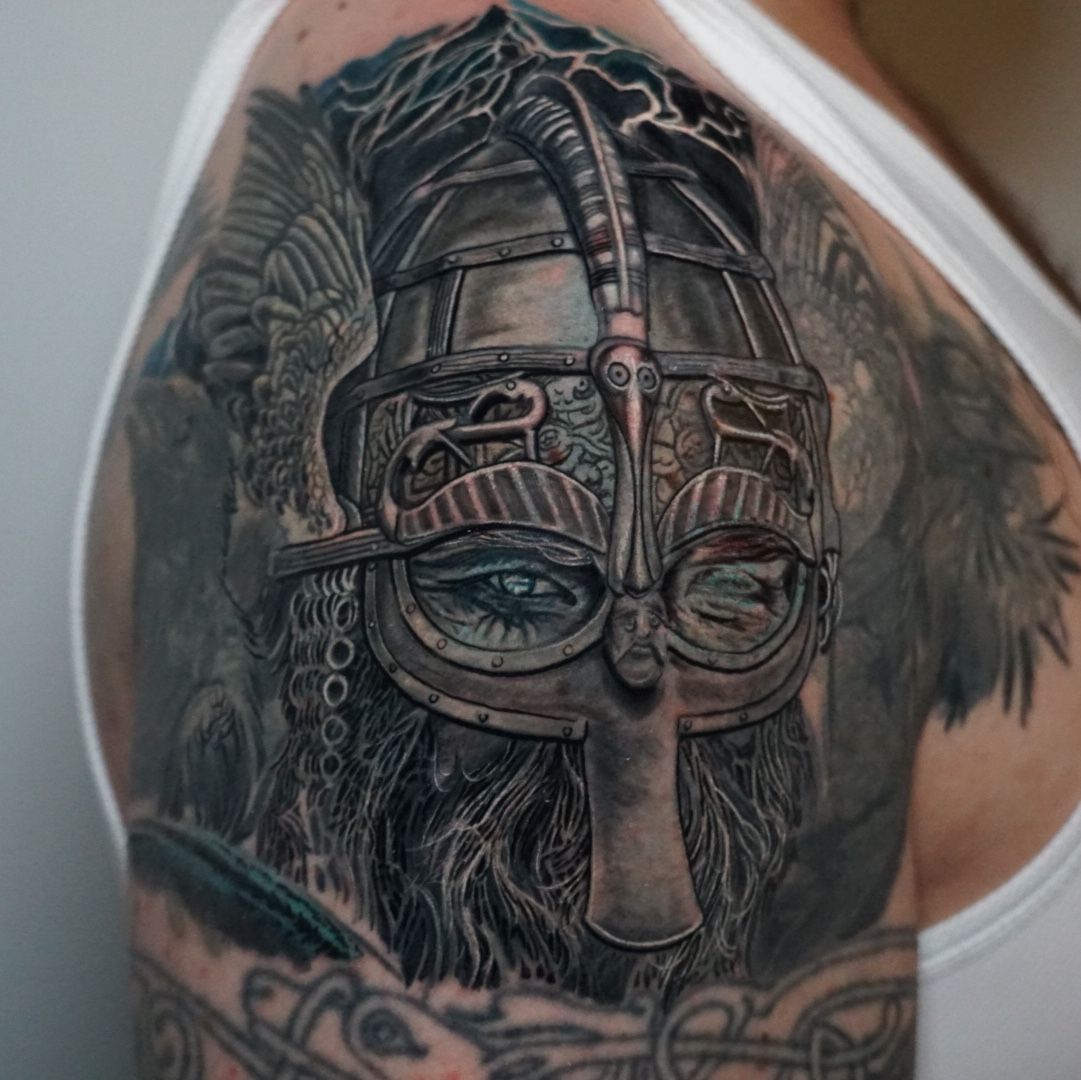 Viking Helmet Tattoo • Tattoodo, image size:1081x1080