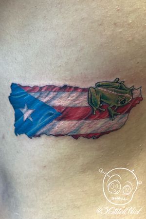 Puerto Rican flag and Coqui frog