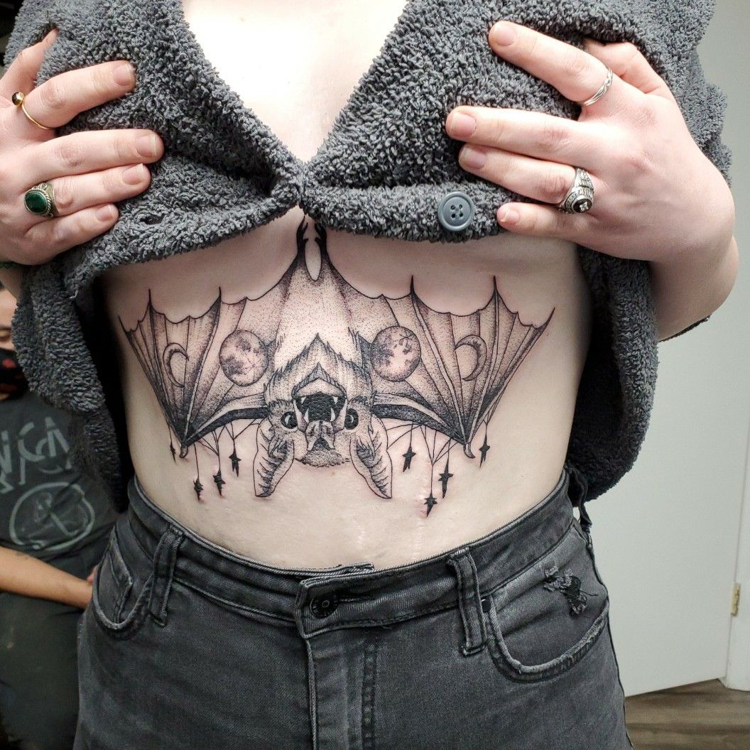 Cult of the Sphynx on Twitter Hanging bat sternum piece on a wriggler by  bexpriesttattoos DM or email to book chriscultofthesphynxcom battoo  battattoo sternumtattoo blackworkers blackworkerssubmission  blackworkerssubmissions darkartists 
