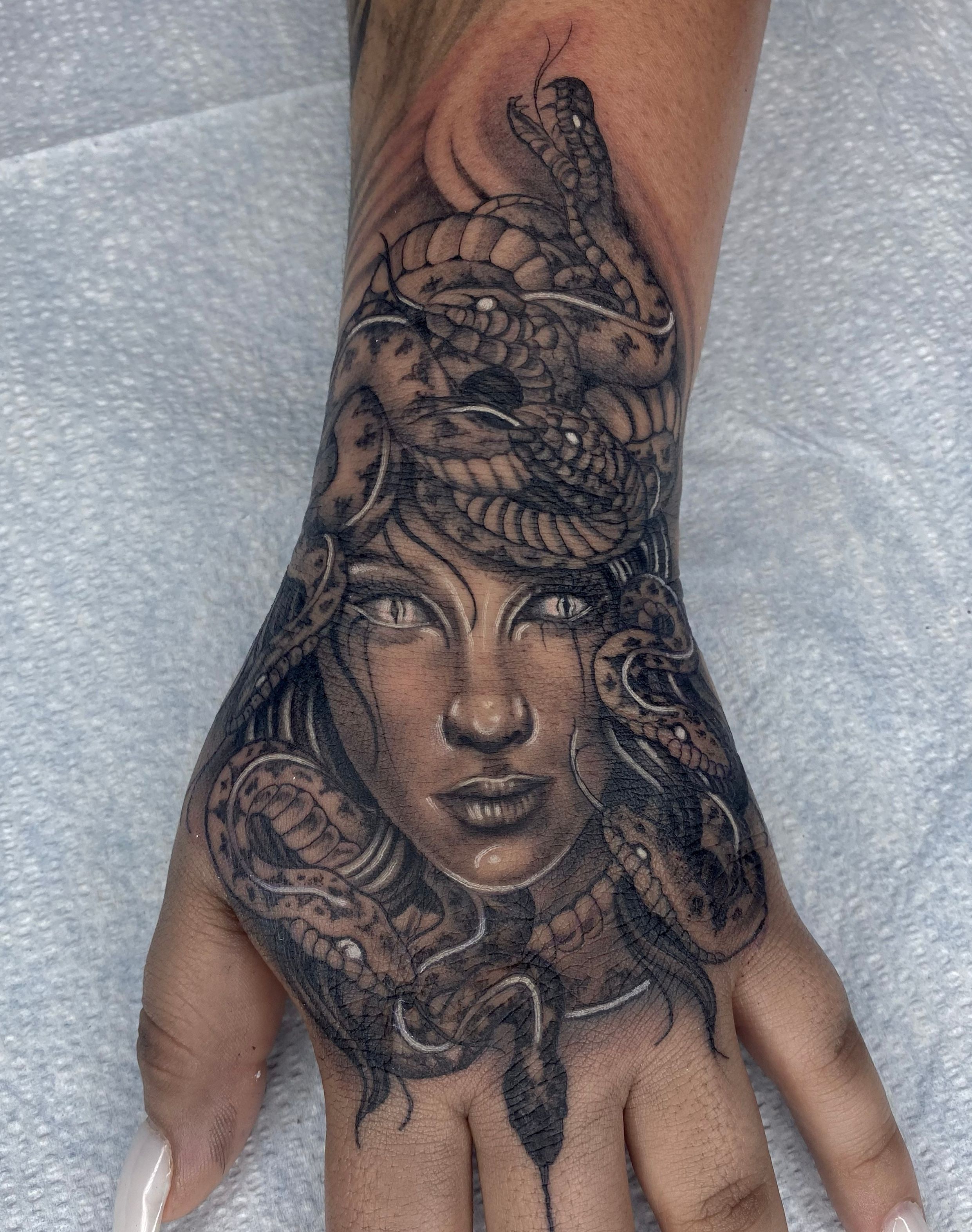 100 Beautiful Medusa Tattoos Youll Need to See  Tattoo Me Now  Full hand  tattoo Hand tattoos for guys Buddah sleeve tattoo