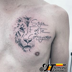 Tatuagem Leão com frase